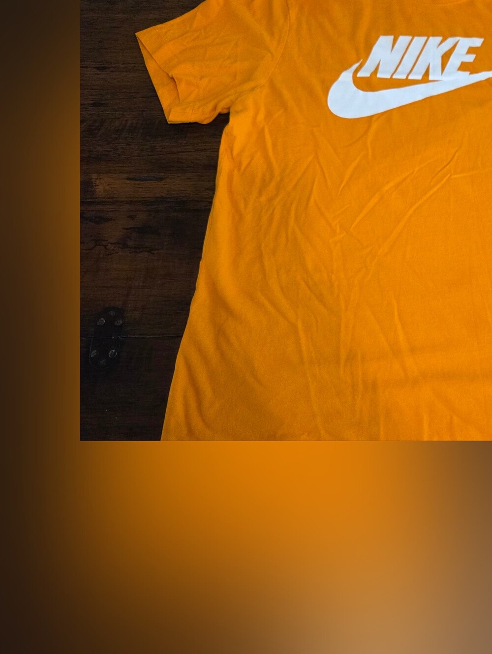 Nike Men’s Orange Short-Sleeve Logo Tee with White Swoosh